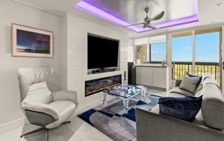 View of high-end contemporary condo living room