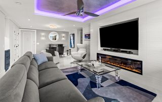 View of high-end contemporary condo living room