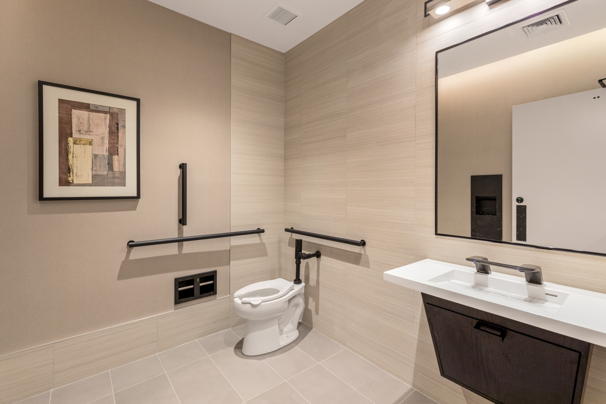 ADA BATHROOM DESIGN MULTIFAMILY Lounge interior design with seating and pool table